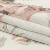 Dusty Pink, Gray and White Roses Medium Weight Linen Woven