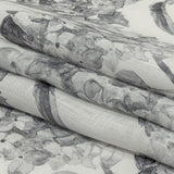 Gray and White Hydrangeas Medium Weight Linen Woven