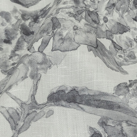 Gray and White Hydrangeas Medium Weight Linen Woven