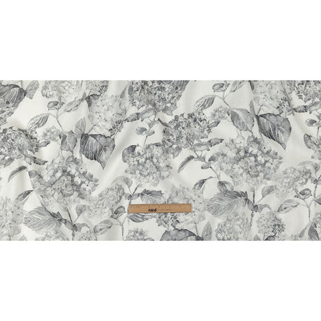 Gray and White Hydrangeas Medium Weight Linen Woven
