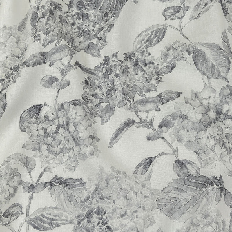 Gray and White Hydrangeas Medium Weight Linen Woven