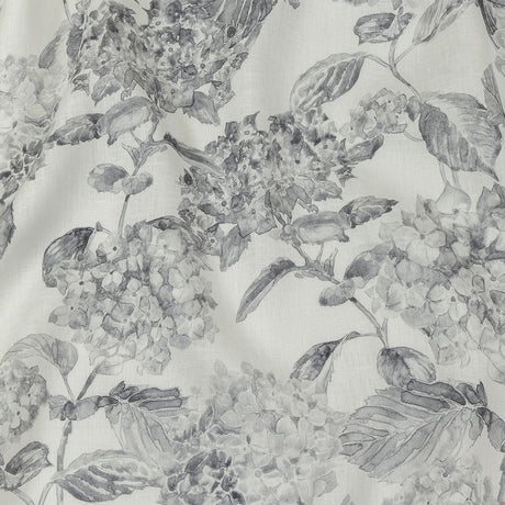 Gray and White Hydrangeas Medium Weight Linen Woven