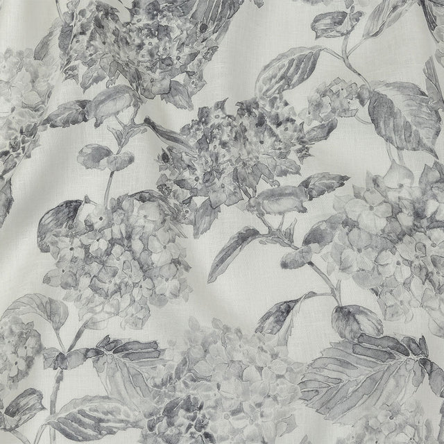 Gray and White Hydrangeas Medium Weight Linen Woven