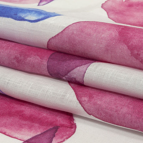 Pink, Blue and Green Painterly Geometry Medium Weight Linen Woven