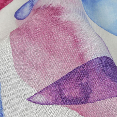 Pink, Blue and Green Painterly Geometry Medium Weight Linen Woven