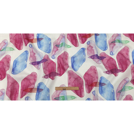 Pink, Blue and Green Painterly Geometry Medium Weight Linen Woven