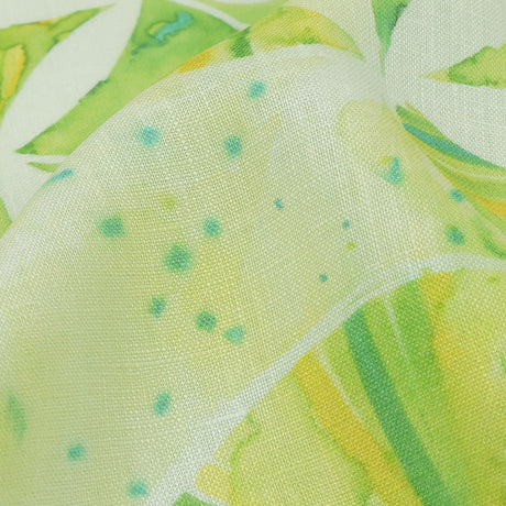 Green and Yellow Watercolor Medallions Medium Weight Linen Woven