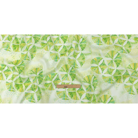 Green and Yellow Watercolor Medallions Medium Weight Linen Woven