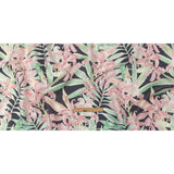 Pink, Green and Black Lilies Medium Weight Linen Woven