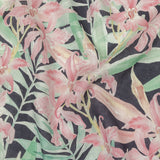 Pink, Green and Black Lilies Medium Weight Linen Woven