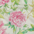 Pink, Green and White Watercolor Roses Medium Weight Linen Woven