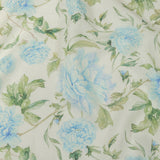 Blue, Green and White Watercolor Roses Medium Weight Linen Woven