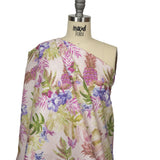 Pink, Purple and Green Watercolor Tropical Plants and Pineapples Medium Weight Linen Woven