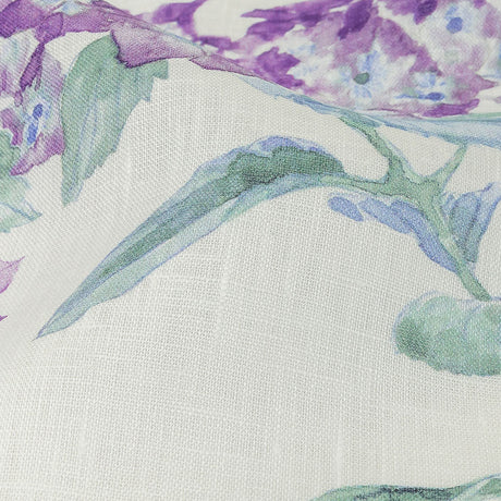Purple, Green and White Hydrangeas Medium Weight Linen Woven