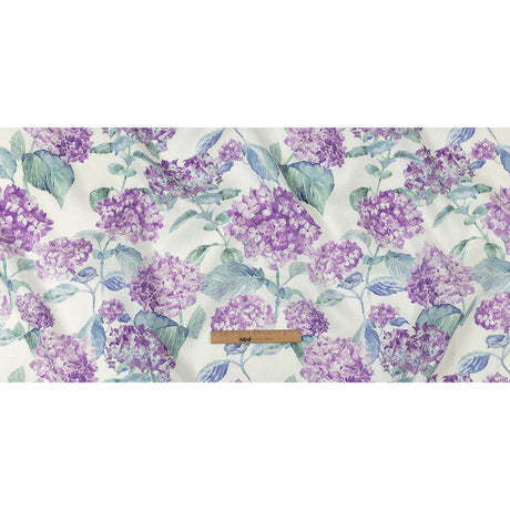 Purple, Green and White Hydrangeas Medium Weight Linen Woven