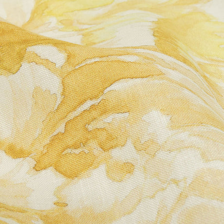 Yellow, Green and White Watercolor Roses Medium Weight Linen Woven