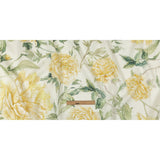 Yellow, Green and White Watercolor Roses Medium Weight Linen Woven