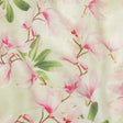 Pink and Green Magnolia Blooms Medium Weight Linen Woven