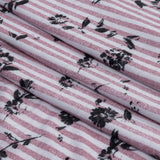 Mauve, White and Black Candy Stripes and Florals Stretch Rayon Jersey