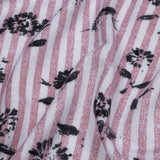 Mauve, White and Black Candy Stripes and Florals Stretch Rayon Jersey