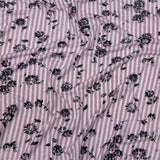 Mauve, White and Black Candy Stripes and Florals Stretch Rayon Jersey