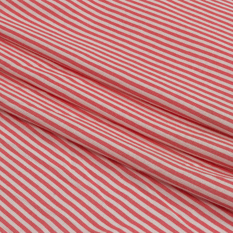Bubblegum and White Candy Striped Cotton and Rayon Jersey