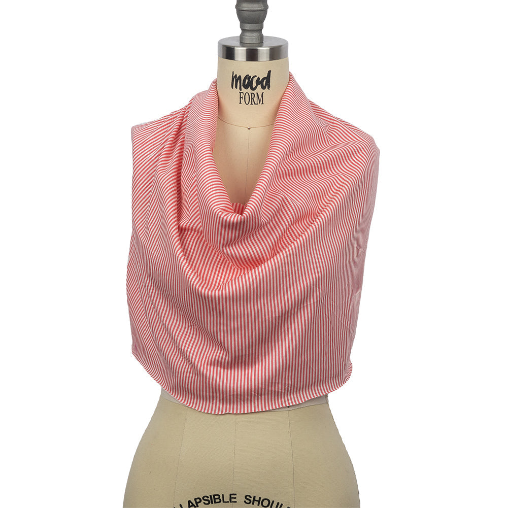 Bubblegum and White Candy Striped Cotton and Rayon Jersey