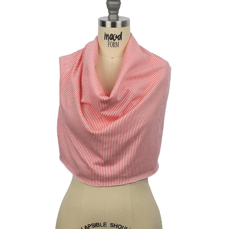 Bubblegum and White Candy Striped Cotton and Rayon Jersey
