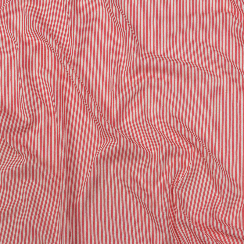 Bubblegum and White Candy Striped Cotton and Rayon Jersey