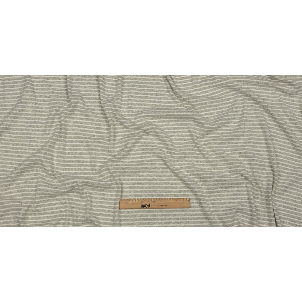 Heathered Gray and White Striped Cotton 1x1 Rib Knit