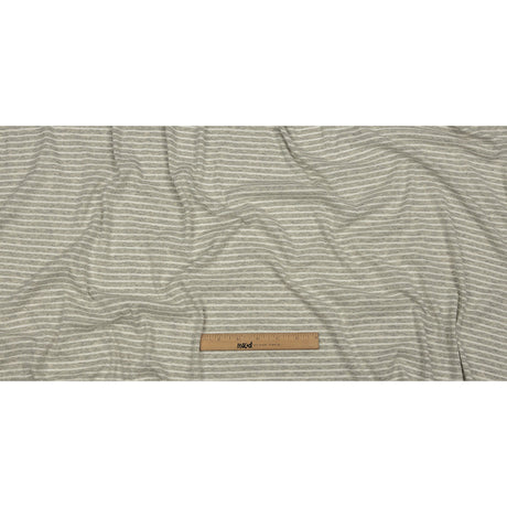 Heathered Gray and White Striped Cotton 1x1 Rib Knit