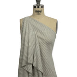 Heathered Gray and White Striped Cotton 1x1 Rib Knit