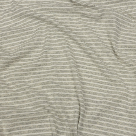 Heathered Gray and White Striped Cotton 1x1 Rib Knit