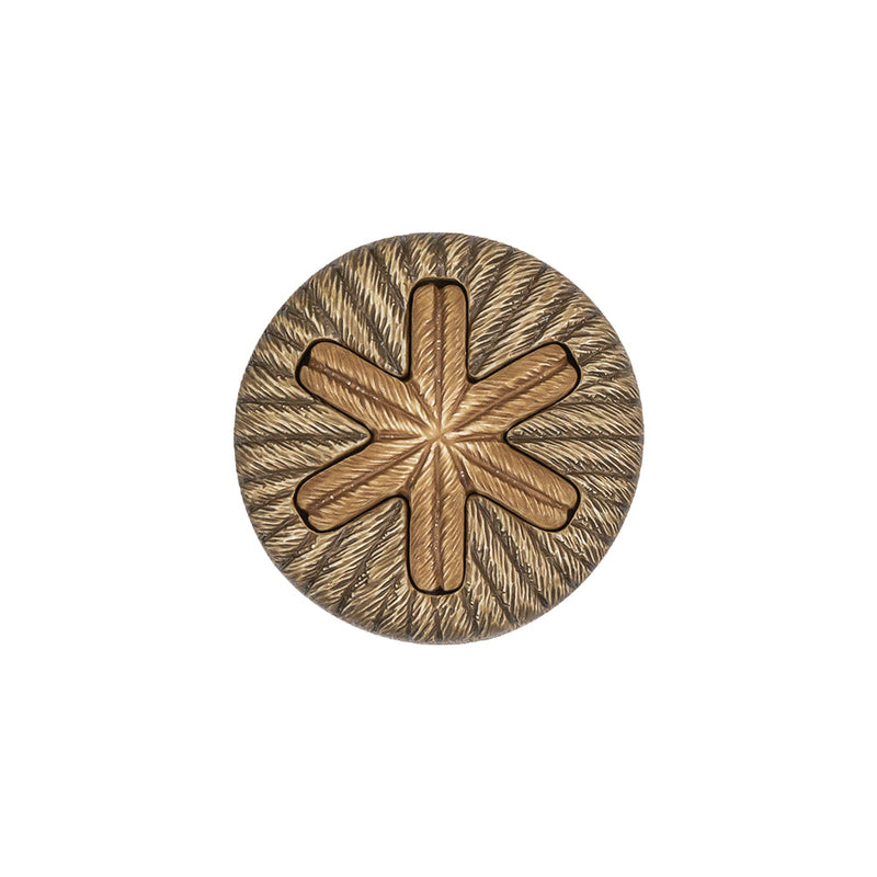 Beige and Olive Star Rope Textured Shank Back Plastic Button - 32L/20mm