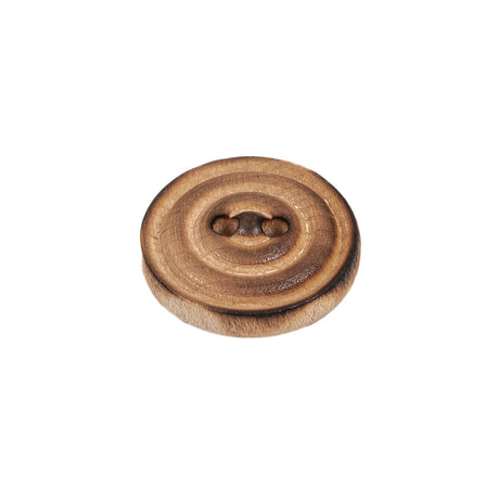 Natural Scorched Concentric Ripples 2-Hole Wood Button - 30L/19mm