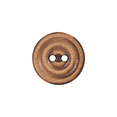 Natural Scorched Concentric Ripples 2-Hole Wood Button - 30L/19mm