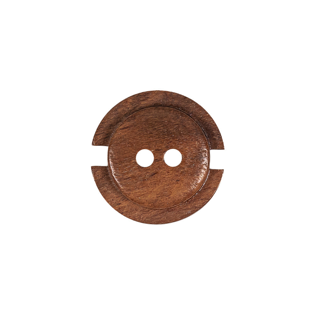 Caramel Coffee Bean 2-Hole Carved Wood Button - 28L/18mm