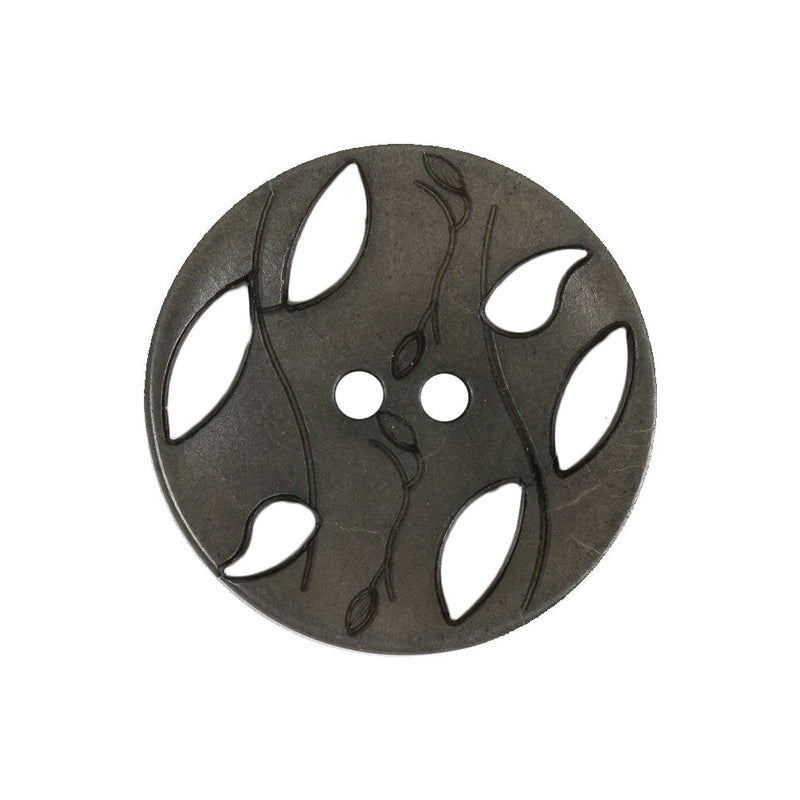 Olive Green Vines and Leaf Cutouts 2-Hole Plastic Button - 40L/25.5mm