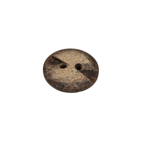 Bracken and Travertine Brown Geometric Carved 2-Hole Wood Button - 25L/16mm
