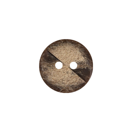 Bracken and Travertine Brown Geometric Carved 2-Hole Wood Button - 25L/16mm