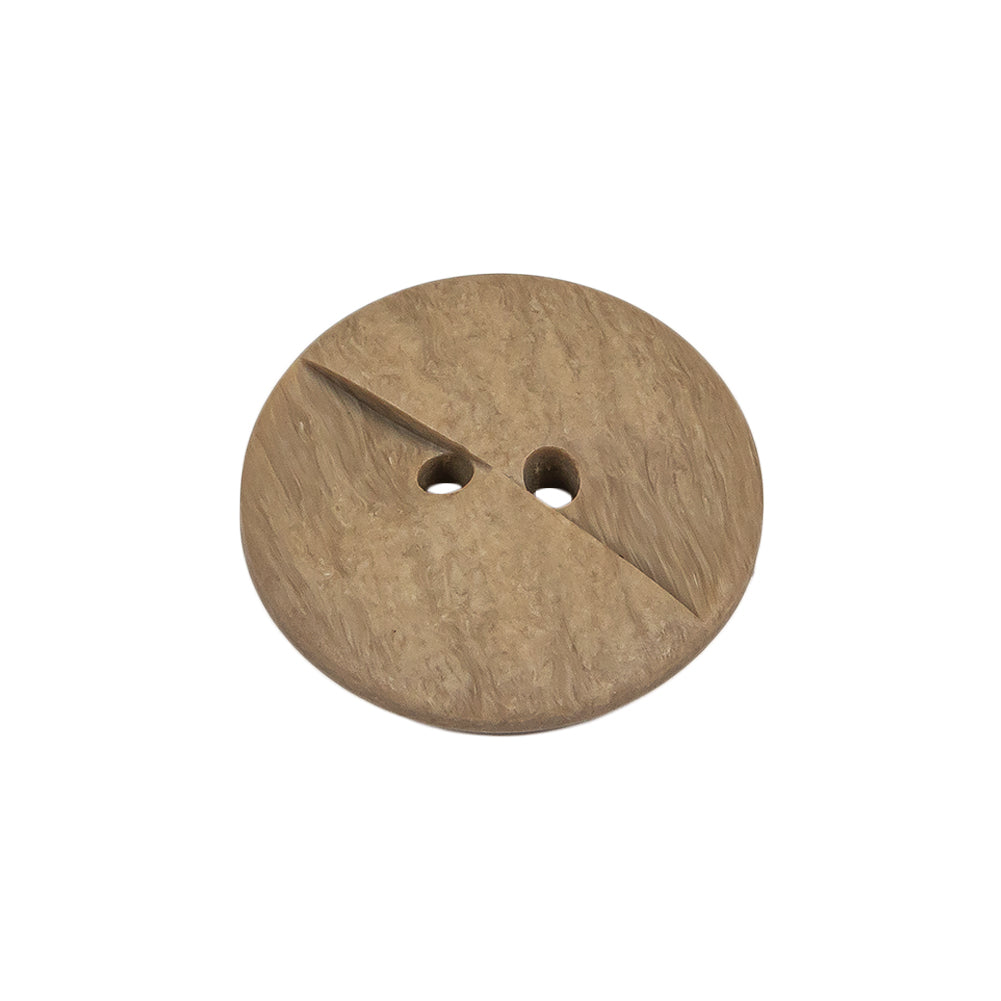 Beige Wood Look Geometric Carved 2-Hole Plastic Button - 36L/23mm