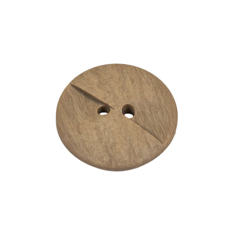Beige Wood Look Geometric Carved 2-Hole Plastic Button - 36L/23mm