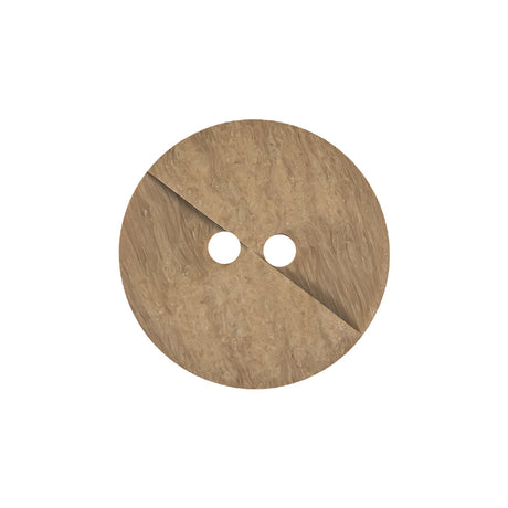 Beige Wood Look Geometric Carved 2-Hole Plastic Button - 36L/23mm