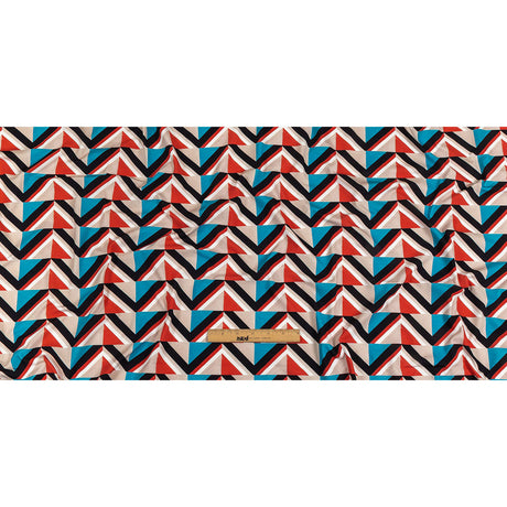 Red, Beige and Teal Triangles UV Protective Compression Swimwear Tricot with Aloe Vera Microcapsules