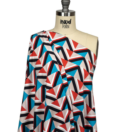 Red, Beige and Teal Triangles UV Protective Compression Swimwear Tricot with Aloe Vera Microcapsules
