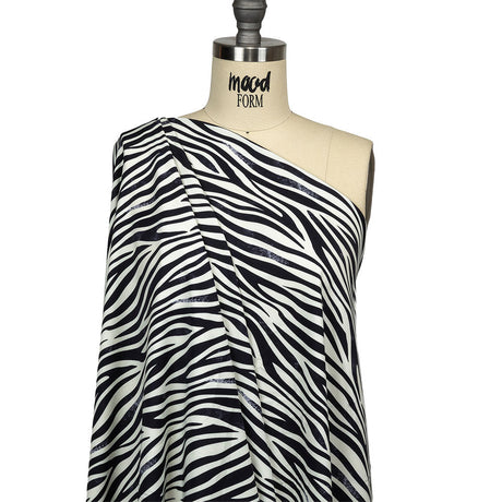 Black and Cream Zebra Stripes UV Protective Compression Swimwear Tricot with Aloe Vera Microcapsules