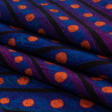 Purple, Limoges Blue and Orangeade Art Deco Feathers UV Protective Compression Swimwear Tricot with Aloe Vera Microcapsules