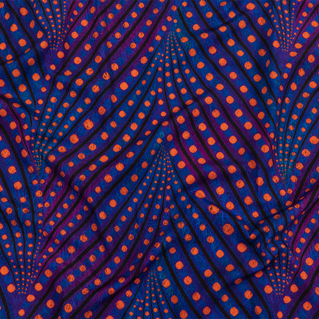 Purple, Limoges Blue and Orangeade Art Deco Feathers UV Protective Compression Swimwear Tricot with Aloe Vera Microcapsules