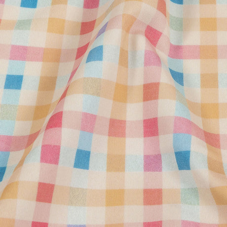 Pastel Yellow, Blue and Pink Little Checks UV Protective Compression Swimwear Tricot with Aloe Vera Microcapsules