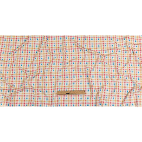 Pastel Yellow, Blue and Pink Little Checks UV Protective Compression Swimwear Tricot with Aloe Vera Microcapsules